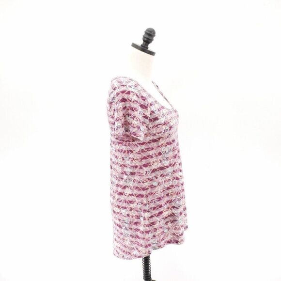 LuLaRoe Red Floral Geometric Boat Neck Blouse / Top XS Short Sleeve Polyester Ra - Picture 5 of 7